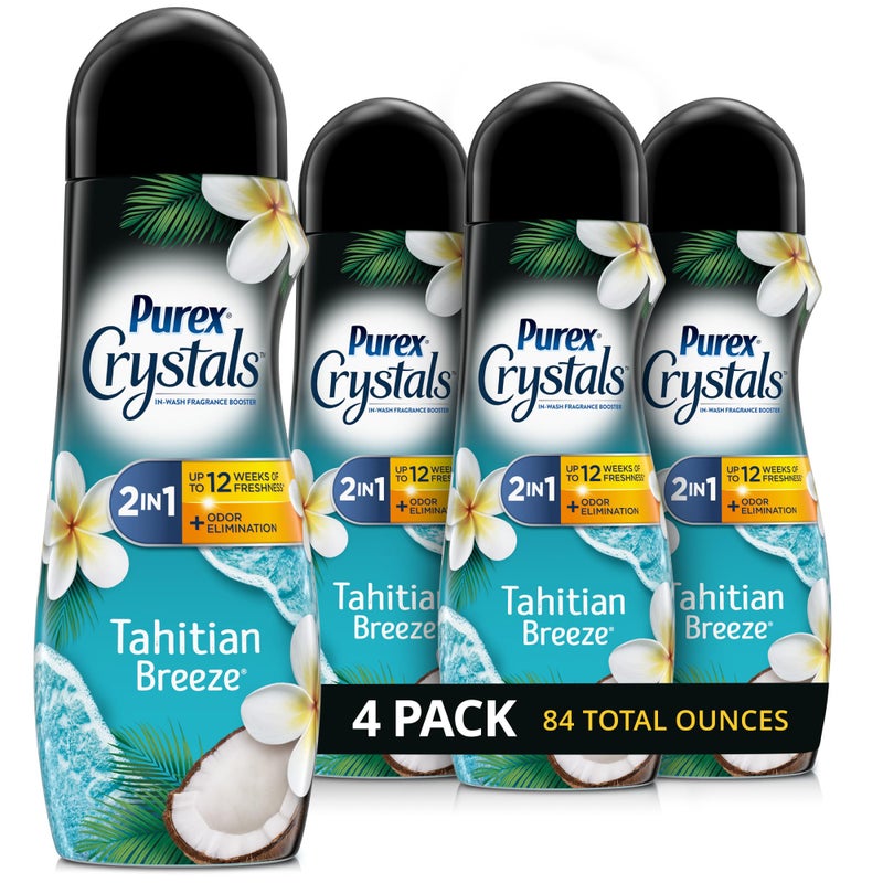 Purex Crystals in-wash Fragrance and Scent Booster, Tahitian Breeze, 21 Ounce (Pack of 4) - Image 1